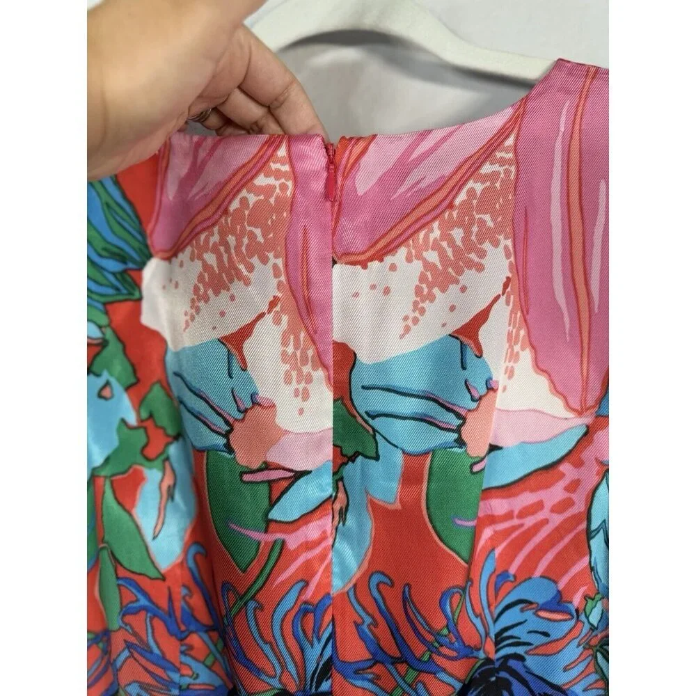 RSVP By Talbots Womens Dress Size 2 Tropical Floral Fit & Flare Ruffle Hem Lined